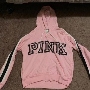 Pink Lace-Up Hoodie